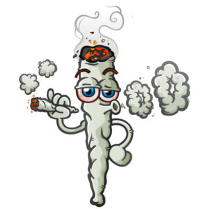 Marijuana joint vector cartoon character illustration smoking a reefer joint and blowing smoke rings